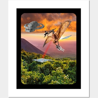 Prehistoric Alien vs Dinosaurs Posters and Art